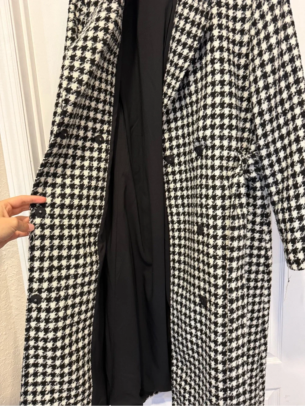 INC (International Concepts) Black and White Houndstooth Trench Coat - BRAND NEW